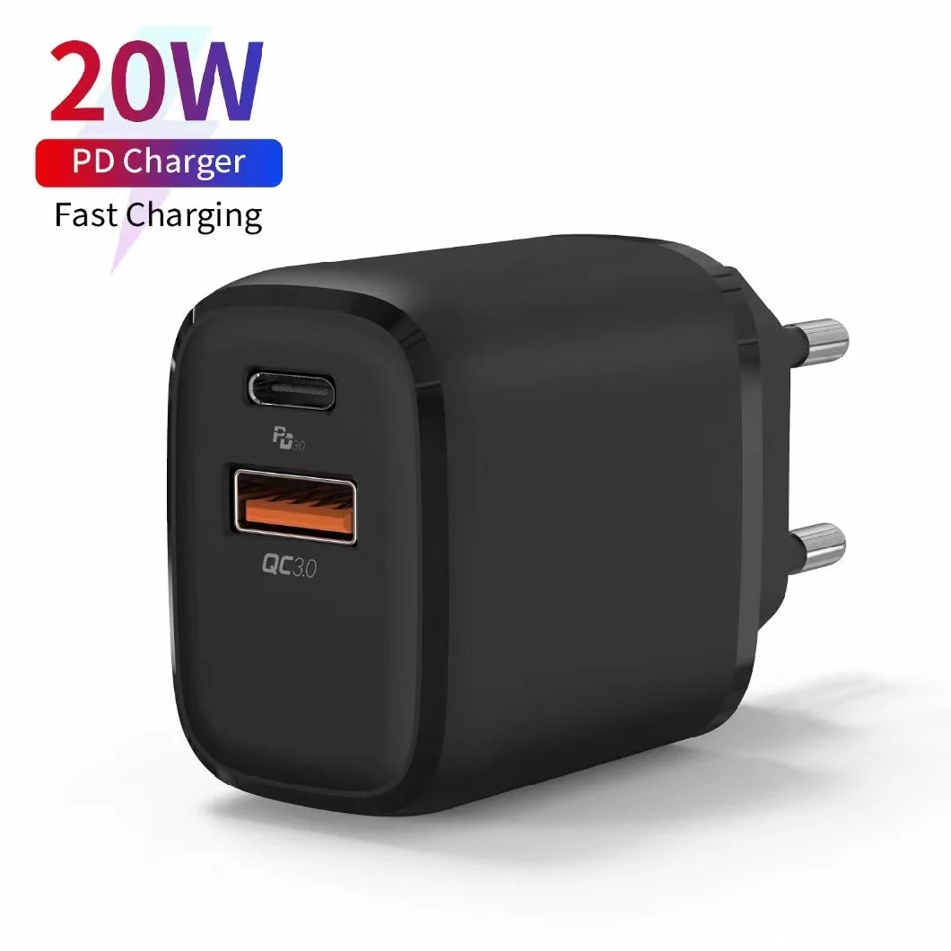 Pd 20W Original Cable Charger for iPhone 12 Mobile Phone Us EU Plug 20W USB-C Fast Charging Wall Charger Adapter