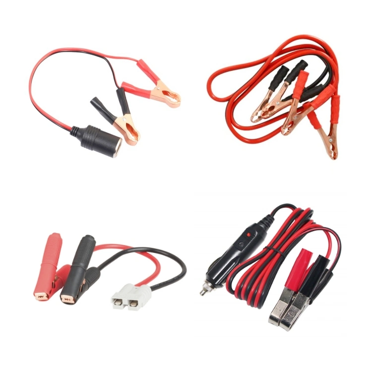 Car 12V Negative Positive Battery Charger Power Cable Clamp Alligator Clip Cable with Cigarette Lighter Socket Adapter