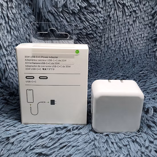 Logo personalizzato per iPhone Caricatore da muro USB C a ricarica rapida da 35 W Caricatore rapido doppio USB C+C PD per caricatore iPhone